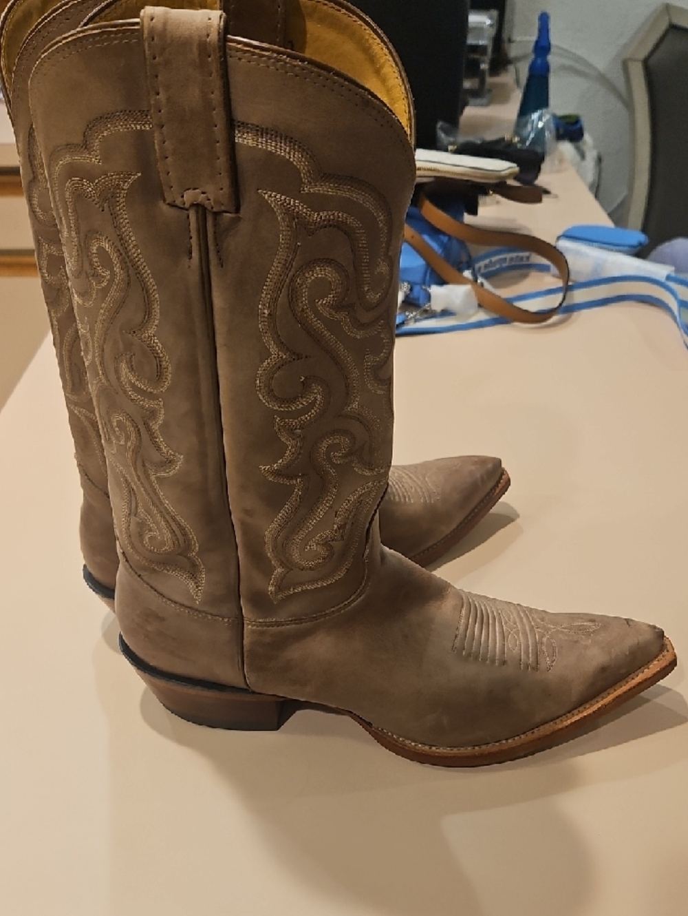 Nocona Taupe Leather Boot - Picture 6 of 7